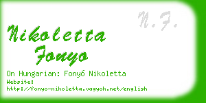 nikoletta fonyo business card